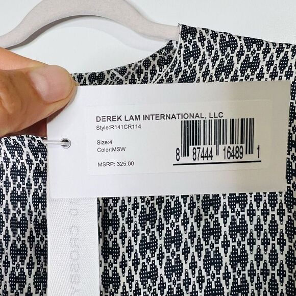 Derek Lam 10 Crosby Black White Silk Button Long-sleeve Top Pockets NWT - Picture 4 of 13
